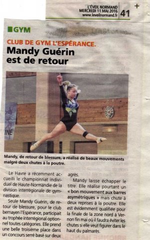 2016 24 avril Mandy Guérin de retour